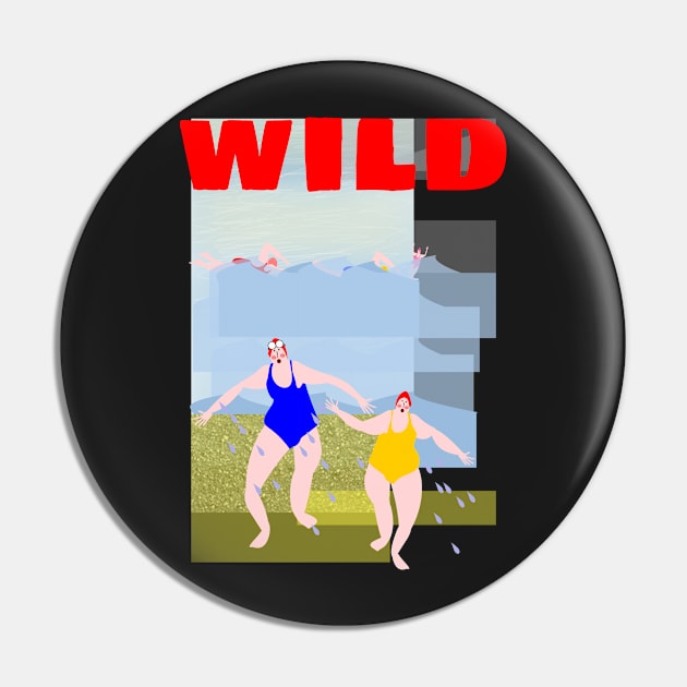 Wild Swimming Pin by krisevansart