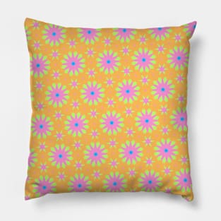 Pink and Yellow Abstract Floral Flowers Pattern Pillow