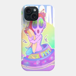 Dope Life is art alien in spaceship floating illustration Phone Case