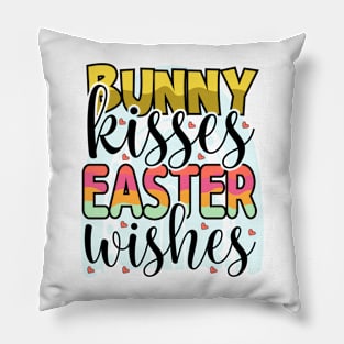 Bunny Kisses Easter Wishes - Happy Easter Day Pillow