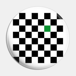 Checkered Black and White with One Green Square Pin