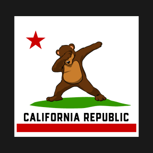 California Republic Flag Dabbing Bear T-Shirt