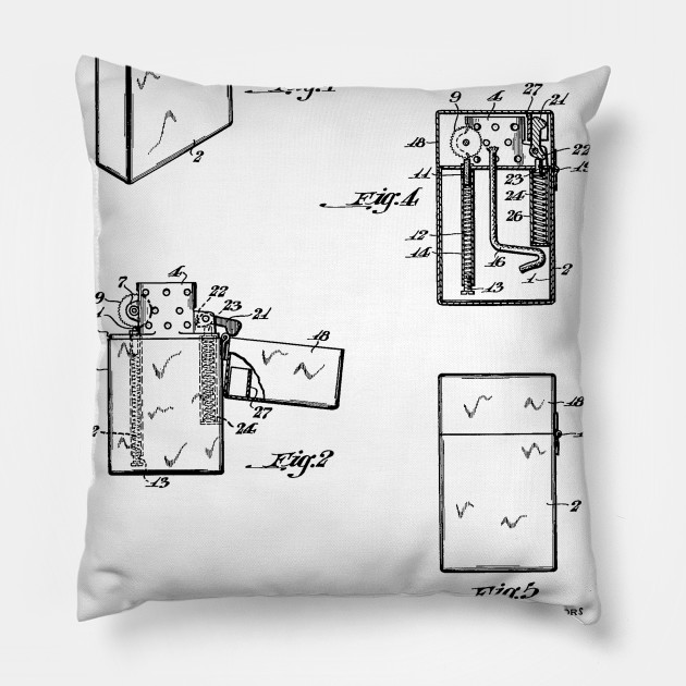 Pocket Lighter Vintage Patent Hand Drawing Lighter Pillow Teepublic