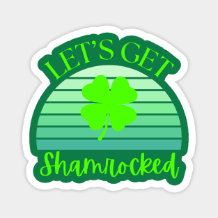 Vintage Retro Sunset Let's Get Shamrocked Magnet