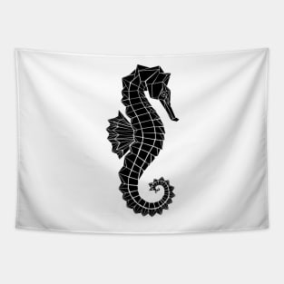 Black Polygonal Seahorse Tapestry