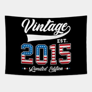8th Birthday Patriotic Vintage 2015 USA Flag 4th of July Tapestry