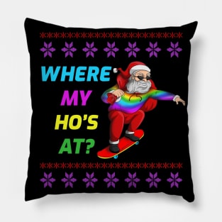 Christmas Rainbow Pride Santa Skateboarding Pillow