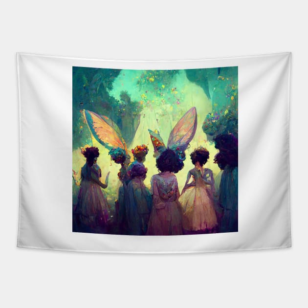 A faerie party at dusk Tapestry by KimTurner