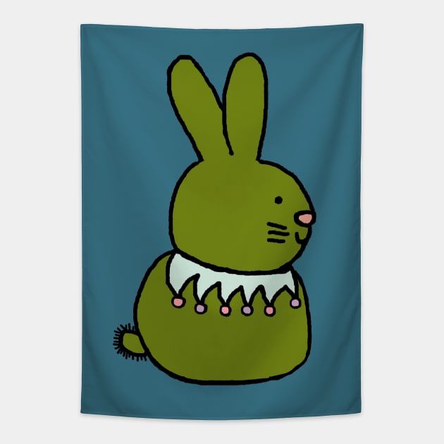 Green Bunny Rabbit Tapestry by ellenhenryart