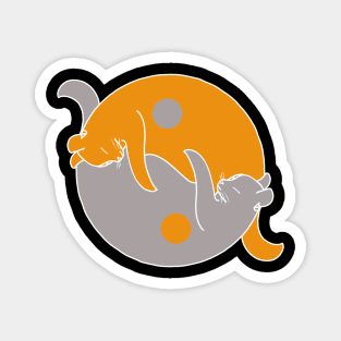 ginger grey yin yang cat Magnet