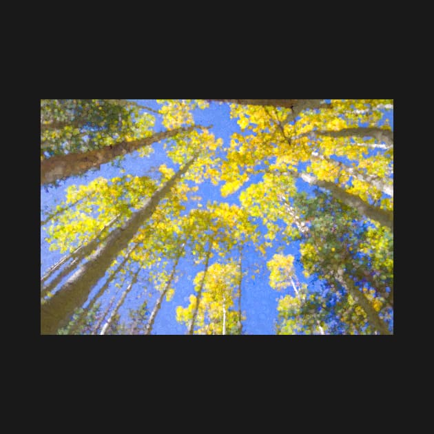 All the Way to the Sky - bright yellow fall leaves against a blue sky (impressionist style) by AtlasMirabilis