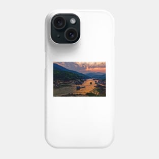 Evening mood on the Mekong in Pakbeng in Laos Phone Case