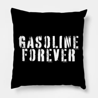 Gasoline Forever - white grunge Pillow