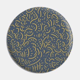 Simple graphic pattern with short lines, yellow on blue Pin