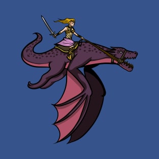 Princess Riding Mythical Dragon Fantasy Warrior T-Shirt