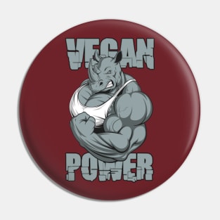 Vegan Power Rhino Pin