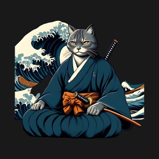 Vaporwave Samurai Cat T-Shirt