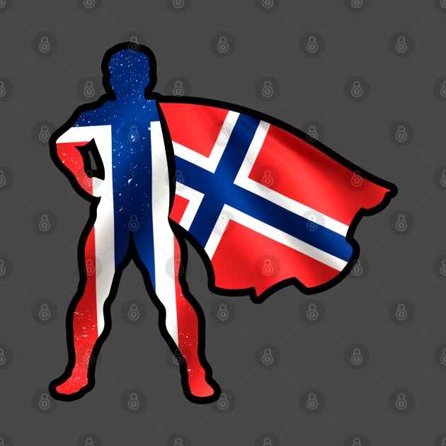 Norway Hero Wearing Cape of Norway Flag Brave and Hope by Mochabonk