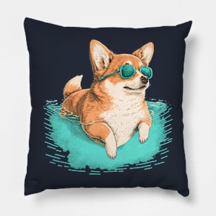 Summer Swim Corgi Pillow