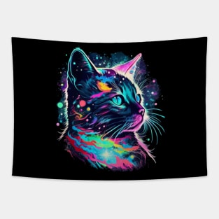 Rainbow Cosmic Cat Tapestry