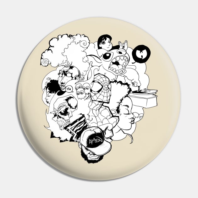 AMEN - Sketch Cloud (b+w) Pin by Samax