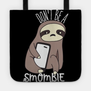 Smombie Sloth, Bored Sloth With Mobile Phone Tote