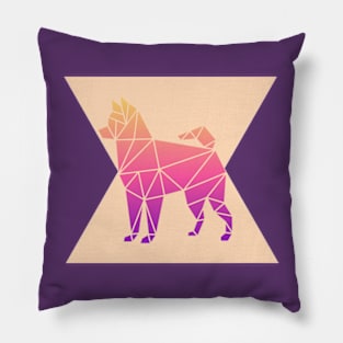 Geometric Dog Colorful Abstract Retro Design Pillow