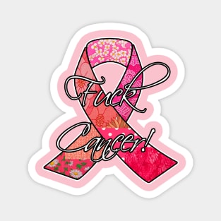 Fuck Cancer Retro Breast Cancer Awareness Ribbon Magnet
