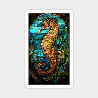 Stained Glass Style Seahorse Magnet