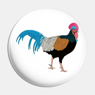 Green Jungle Fowl Digital Drawing Pin