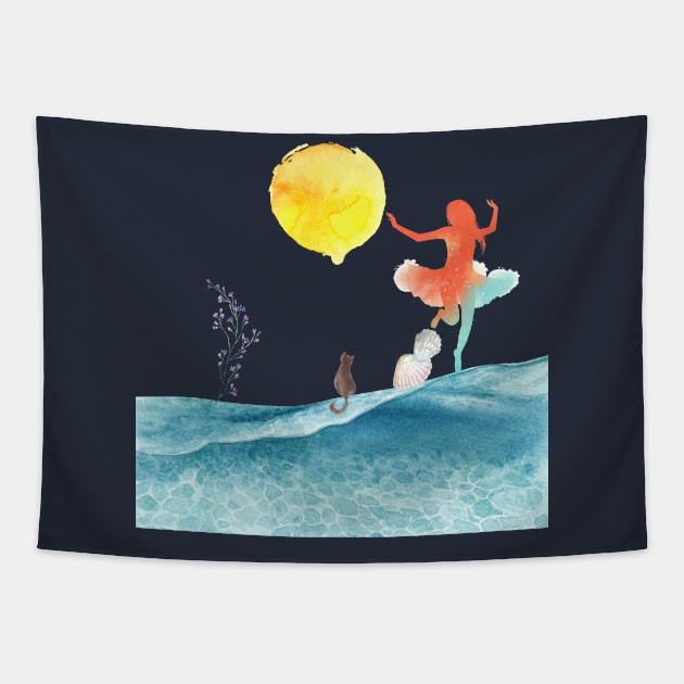 Watercolor design of dancing ballerina Tapestry by Mission Bear