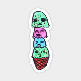 Ice Cream Art | Kids Fashion | Kids Drawing | 4 Scoops | Mint Chocolate Chip | Waffle Cone Magnet