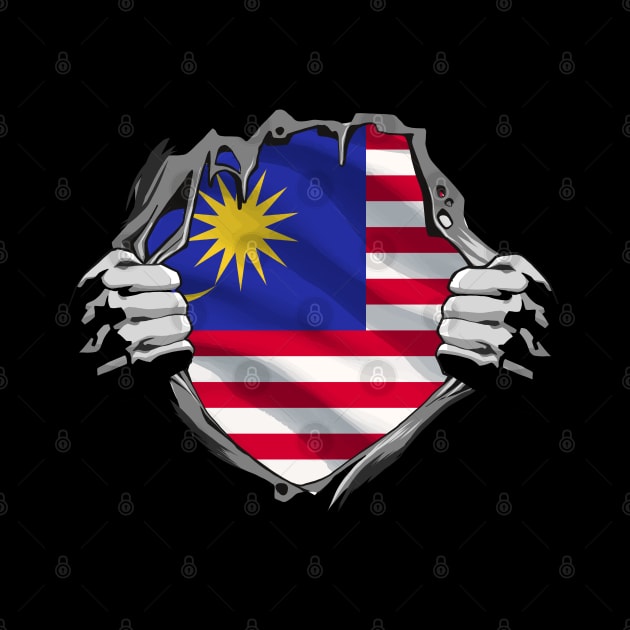 Two Hands Ripping Revealing Flag of Malaysia by BramCrye