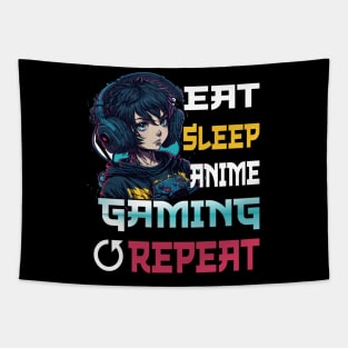 Eat Sleep Anime Gaming Repeat Kawaii Otaku Anime Manga Tapestry