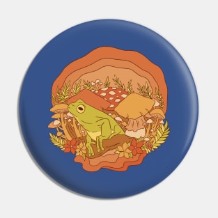 Cottagecore Aesthetic Mushrooms and Frog Pin