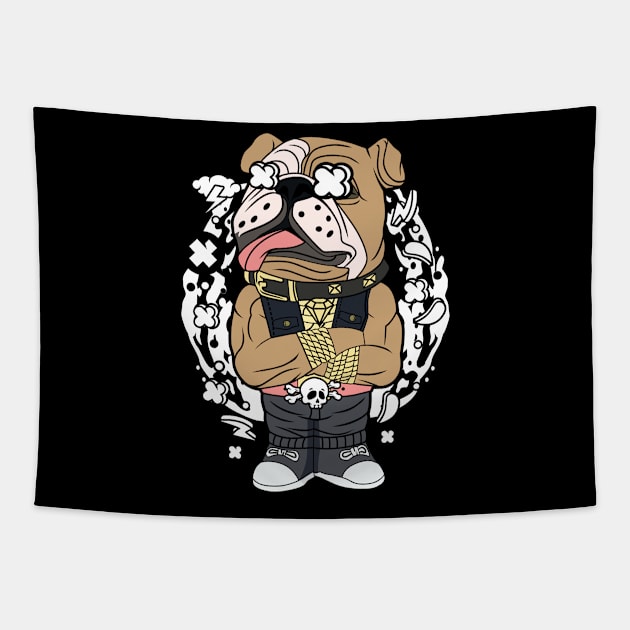 Pug bastard illustration Tapestry by Mako Design 