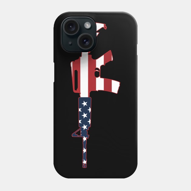 AR-15 Stars & Stripes Rifle Silhouette Phone Case by hobrath