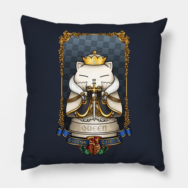 Medieval Chess Cat Queen Pillow by Takeda_Art