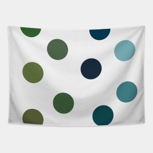 Scattered Green & Blue Circles Tapestry