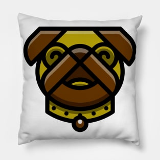 Cute Dog Pug Face Yellow Brown Pillow