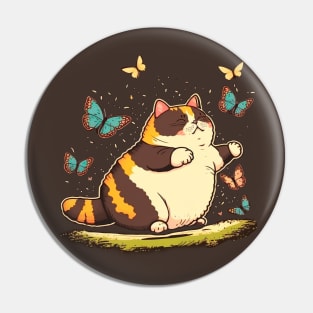 Cat And Butterflies Pin