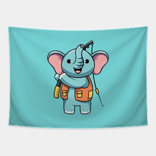 Cute Elephant Fishing Tapestry