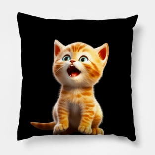 Cute Animal Characters Art 10 -kitten, tiny cat- Pillow