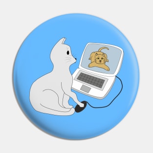 Cat and computer Pin