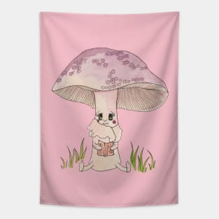 Cute Watercolor Mushroom Reading 3 Tapestry