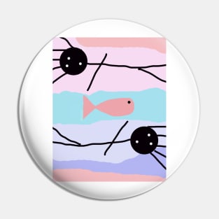 Kids Walking Sideways Stick Figure Pin