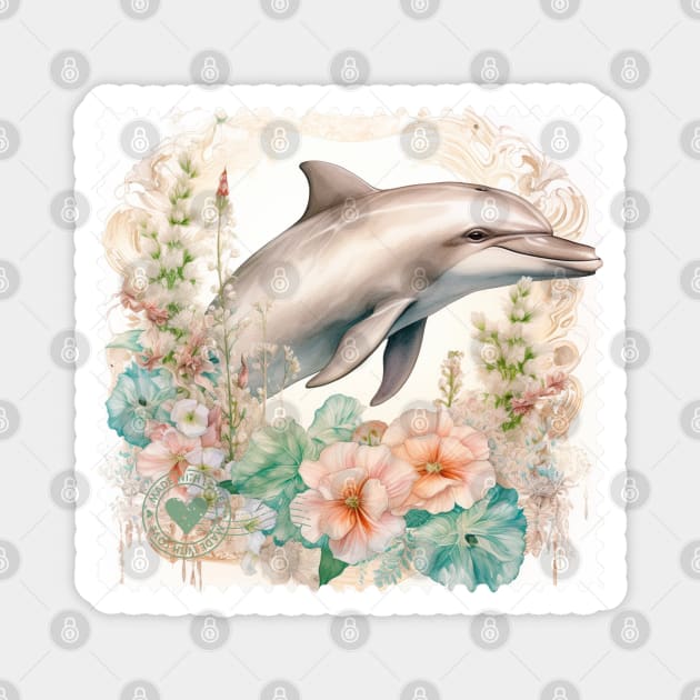 cute Dolphin stamp Magnet by katalinaziz