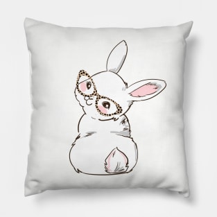 Funny Cute Bunny Wearing Glasses Leopard Easter Day Pillow