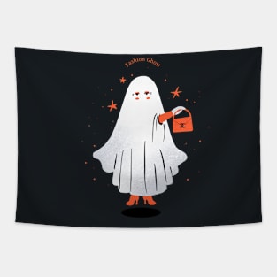 Fashion Ghost - Happy Halloween - Background Tapestry