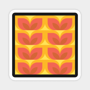 Fall Orange Red simple Floral patterns Magnet